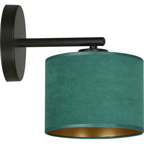 Applique 1 Luce Hilde In Acciaio Nero E Paralume In Tessuto Verde (1/5)