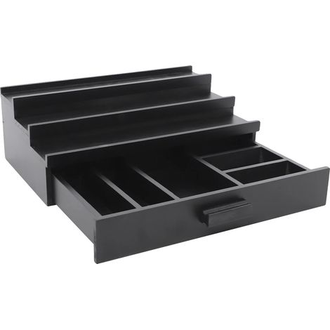 Soporte para perfumes, diseño de tres niveles, organizador multifuncional, negro. (1/2)