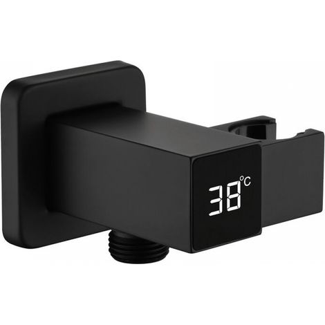 Support Pommeau de Douche Noir Support de Pommeau de Douche Laiton Support de Tête de Douche Montage Mural Support de Douchette Rectangle Support Douchette avec Affichage Numérique (1/5)