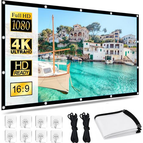 Écran de Projection Portable 120 Pouces 16:9 HD  Full HD Ecran de Videoprojecteurs Double Face Anti-Plis Projection, Épais, Pliable, Écran de Projection (1/5)