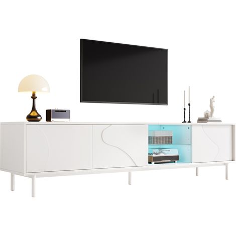 CHICFURN Mobile TV 180 x 40 x 45 cm in MDF bianco con ante scorrevoli e LED controllabili (1/5)
