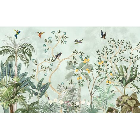 Papier peint panoramique - Jungle Oiseaux - 130 cm x 80 cm (1/2)