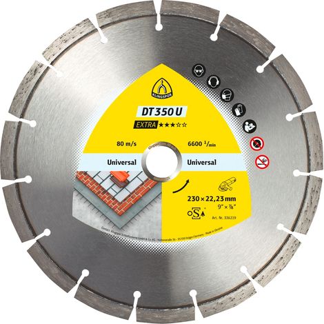 Klingspor DT 350 U Diamanttrennscheiben, 115 x 2,4 x 22,23 mm 8 Segmente 33 x 2,4 x 10 mm, Standardverzahnung
