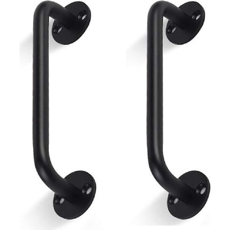 Ensemble de 2 poignées tubulaires noires pour porte de grange (1/5)