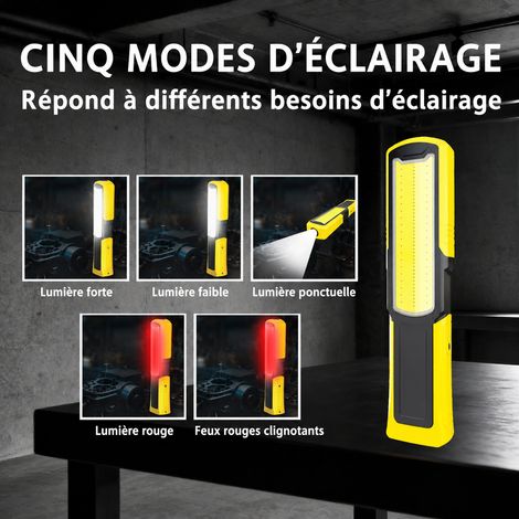 Lampe de travail LED magnétique rechargeable 10W baladeuse atelier torche mécanique 23.5x5.3cm 324 g – Livraison gratuite (1/5)