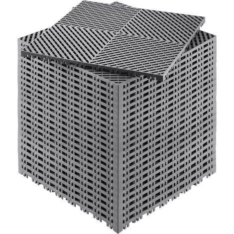 Tapis de drainage emboîtable, 4,8 m x 4,8 m, coussin modulaire emboîtable, 24 pièces, dalle de drainage antidérapante grise en polypropylène, tapis de douche et de sol, pour garage, jardin, cuisine et (1/5)