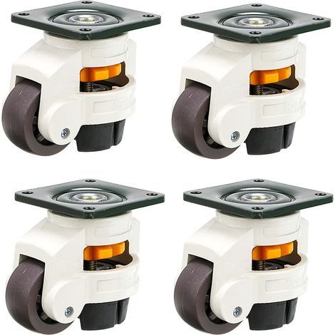 4Pcs Roulettes pour meubles, roue pivotante, roulettes de nivellement rétractable 60F, en alliage nylon et en aluminium, capacité de chargement 250 kg par roulette (1/5)
