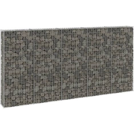 vidaXL Gabbione con Copertura in Acciaio Zincato 300x30x150 cm
