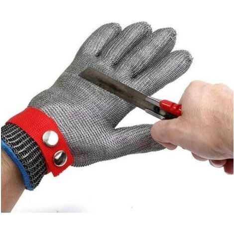 Gant Anti Coupure, Gants Jardinage, Maille d'acier Inoxydable, Protection de Niveau 5, Gant de Travail pour Abattage, Sculpture Sur Bois, Boucher (Taille XL) (1/5)