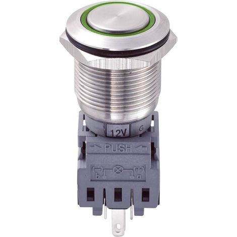 TRU COMPONENTS 701856 LAS1-BGQ-11E/G/12V Pulsante antivandalo 250 V/AC 5 A 1x Off / (On) Momentaneo Verde IP67 1 pz. (1/3)