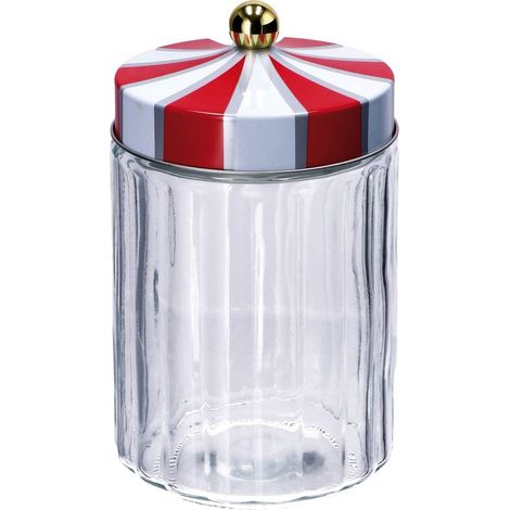 Ad Trend Barattolo Natale Vetro e Latta D 11 Cm H 19,5 Cm Bianco Rosso