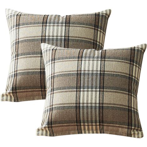 Housse De Coussin Carrée - 45 x 45 cm - Coton Et Chanvre - Fermeture Éclair Cachée - Décor Intérieur Extérieur - Lot De 2 (1/5)