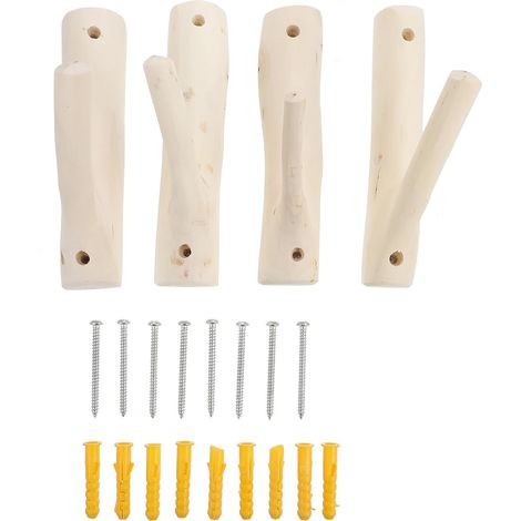 Patères rustiques lot de 4 crochets muraux en forme de