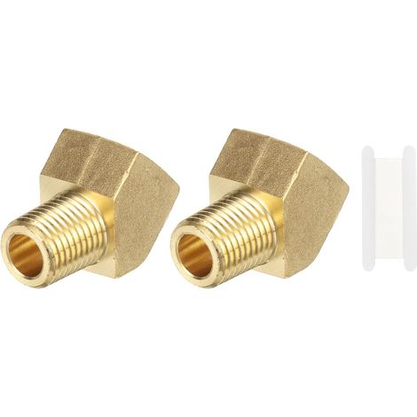 Raccord En Laiton 45 Degrés Barstock Coude De Rue, 2Pcs 1/4" NPT Femelle À 1/4" NPT Mâle Raccord En L En Laiton (1/5)