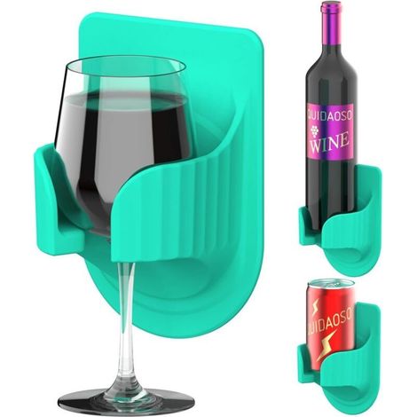 Porte-Verre à vin, Porte-canette de bière, Porte-gobelet Mural, Porte-gobelet pour Salle de Bain/Baignoire, Cadeau de vin (Vert) (1/5)