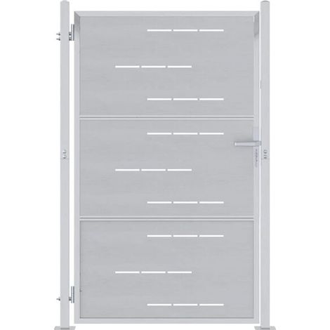 Portail de jardin argenté, 85 x 120 cm, acier inoxydable