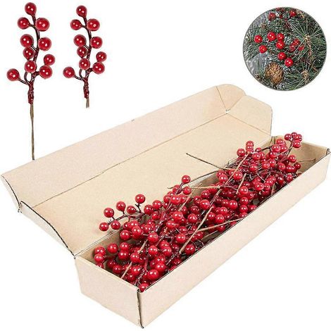 32 tiges de baies artificielles, fausses baies de houx, pour décoration de Noël à faire soi-même (1/3)