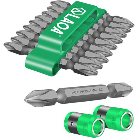DOLASO 10 Stück 1/4 Zoll starker Magnetismus Kreuzschlitzschraubendreher Ph2 65 mm zwei Enden S2 Elektroschrauber (1/5)