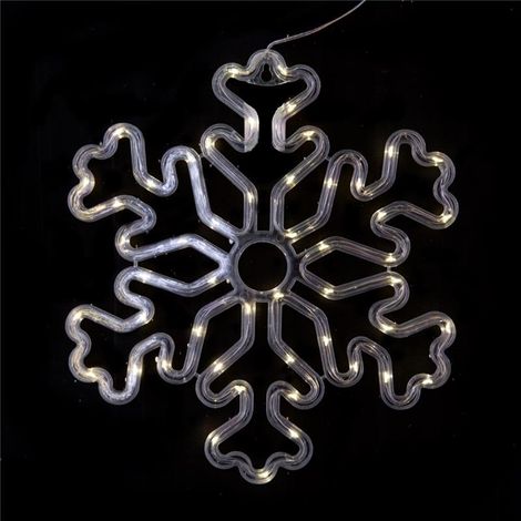 HIGH-TECH FIOCCO DI NEVE LUMINOSO NATALIZIO DA ESTERNO CON 50 LED CM.30 A BATTERIA COLORE CHIARO (1/2)