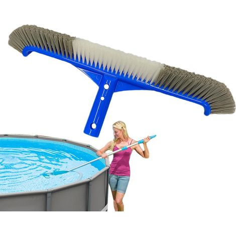 Brosse de nettoyage de piscine, 43 cm, en nylon, à poils, pour les parois, le fond, les marches et le carrelage-AquaForge (1/5)