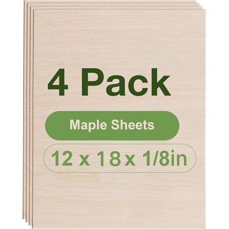 Contreplaqué 3mm A3 Érable Lot de 4 Planche Bois Brut Bouleau Panneau Feuille Découpe Pyrogravure Gravure Laser Bois (1/5)