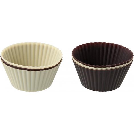 Zenker set 6 pezzi pirottini in silicone per muffin, colore crema e cioccolato resistenti fino a 230 gradi - diametro 7 x 3 cm