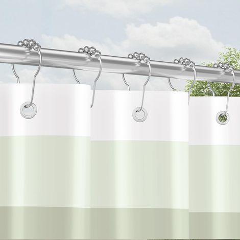 Rideau de douche avec tringle métallique et anneaux 120x200 cm Olive, Ourlet lesté anti-moisissure en textile, imperméable, lavable Polyester Ensemble de rideaux de bain avec œillets pour salle de (1/5)