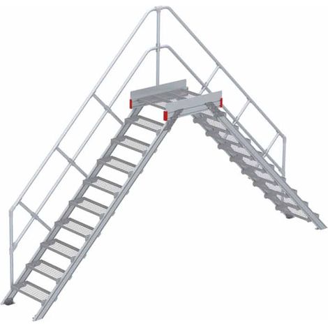 Euroline 512 Überstieg 45° 600mm Stufenbreite 2x10 Stufen Stahl Gitterrost