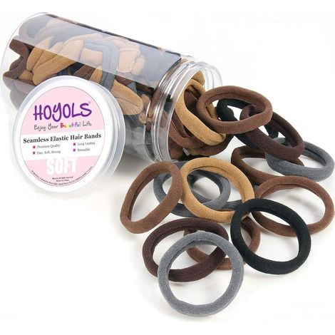 Élastiques à Cheveux Doux Sans Couture, 100 Pièces Élastiques Marron Sans Couture, Doux, Anti-Emmêlement, pour Cheveux Fins ou Épais, Queues-de-Cheval, Chignons et Tresses (1/5)