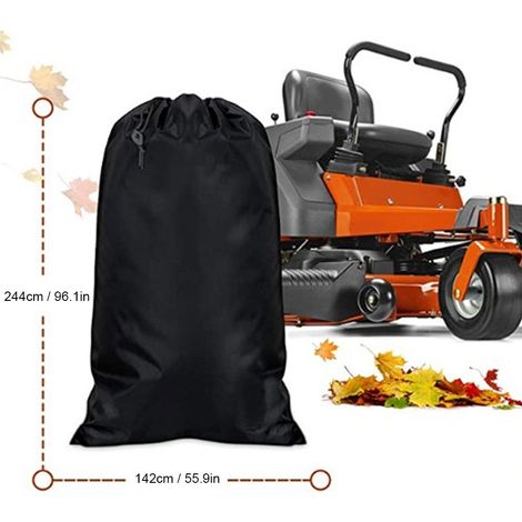 Bolsa recolectora de hojas para cortacéspedes autopropulsados – Contenedor de residuos de jardín negro, tejido Oxford 210D, 244 x 142 cm – Juego con herramientas para la recogida y limpieza de residuo (1/5)