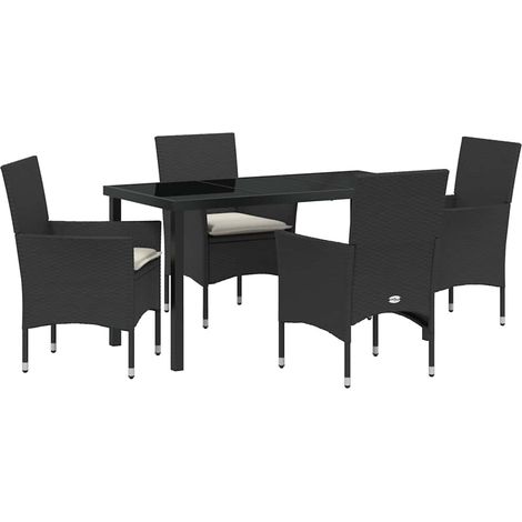 Maison Exclusive - Conjunto de Comedor de Jardín 5 pcs Negro ratá (1/5)