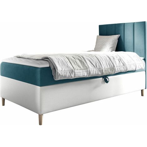Cama continental Lucus VI, Soft 017 + Fresh 34, Continental, Individuales, 80x200, Tapiz, Cuero ecológico, Somieres, 82x208x115cm (1/5)