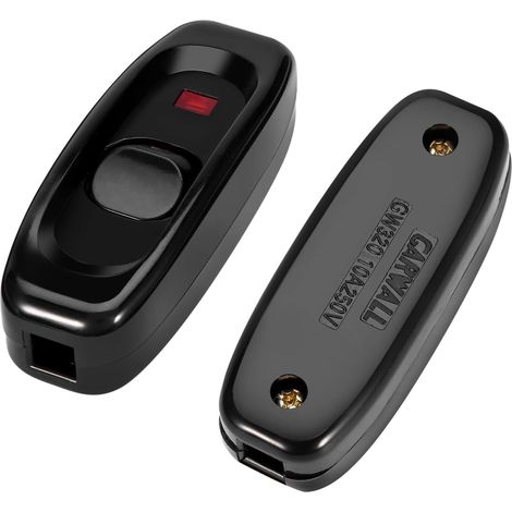 Interrupteur Marche/arrêt en Ligne 250 V CA 10 A pour Lampe de Table ou de Bureau, avec témoin Lumineux LED, Noir (1/5)