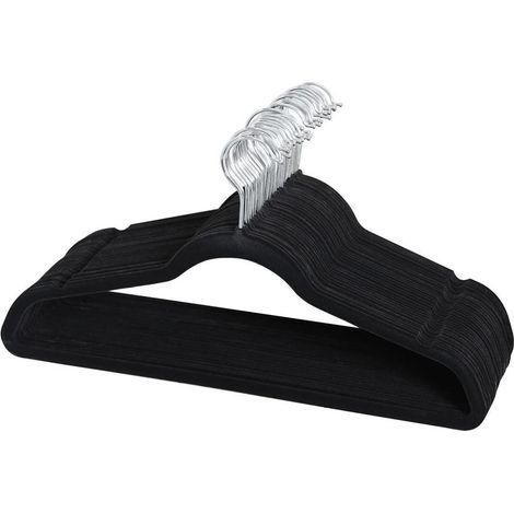 Pack 12 perchas de Terciopelo organizador con barra pantalon  Negro (1/5)