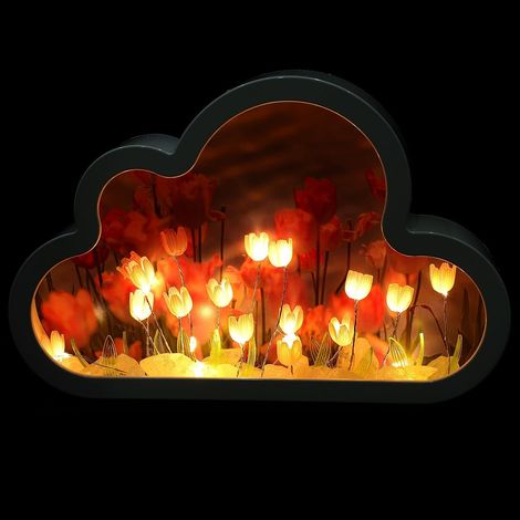 Veilleuse Nuage Tulipe DIY avec Miroir Hd Lampe de Chevet LED Réutilisable pour Chambre et Salon Décoration Ambiance Romantique Matériau et Design Unique (1/5)