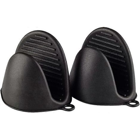 Manique de cuisine en silicone épaisse résistante à la chaleur, gant de protection pour four, barbecue et pâtisserie, noire (1/5)