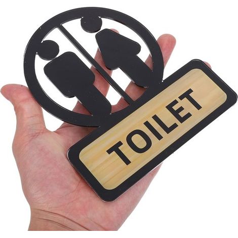 Letreros para baños, Letreros para puertas de baños, Letreros para puertas de baños, Pegatinas para baños, Negro, Letreros autoadhesivos para baños, Letreros para baños unisex (1/5)