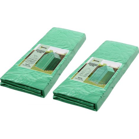 Outsunny conjunto de invernadero de jardín y cubierta de invernadero con 4 estantes puerta enrollable ventana marco de acero anti-UV 143x138x190 cm (1/5)