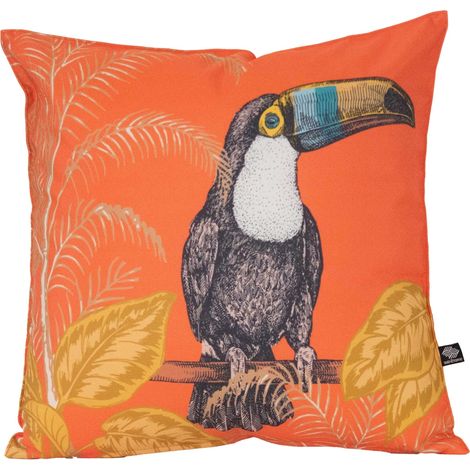 Coussin extérieur déperlant toucan Orange corail 45x45 cm (1/2)