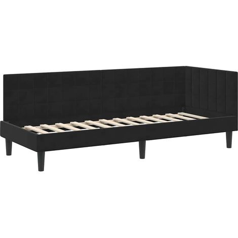 Lit simple,Lit adulte,Cadre de lit d'angle avec tête de lit Noir 80 x 200 cm Velours CFW5603256 (1/5)