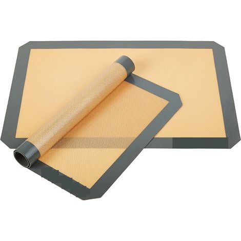 Lot de 2 Tapis de Cuisson en Silicone antidérapant Lavable réutilisable résistant à la Chaleur Grise silicone durable, de haute qualité Oi-FRIS (1/5)