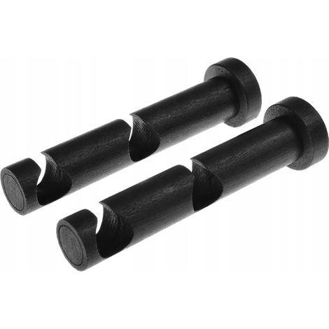 Soporte doble de madera para barra de cortina, diámetro 20 mm, color negro, 2 unidades. (1/5)