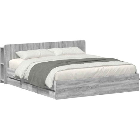 Estructura de cama con almacenamiento y cabecero Sonoma gris vidaXL (1/5)