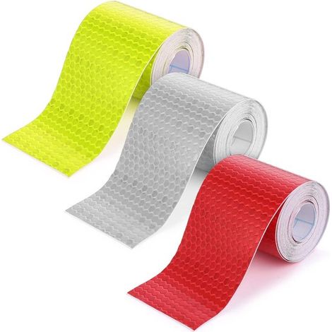 3 rollos de cinta reflectante, Película reflectante autoadhesiva de 300 x 2,5 cm, Cinta reflectante roja, Rojo, Blanco, Verde (1/5)