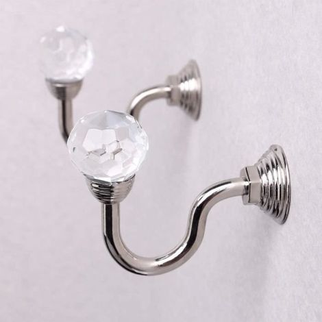 Embrasses de Rideaux, 2-teiliges Set mit dekorativen Kristallhaken, Metall-Wandhaken zum Aufhängen von Kristallvorhängen