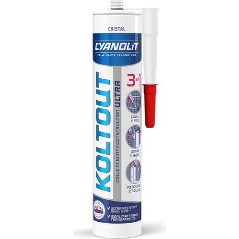 Colle de fixation et d'étanchéité - CYANOLIT - Total tech - Cristal - Cartouche 290 ml - Transparent - Multi-matériaux et fl