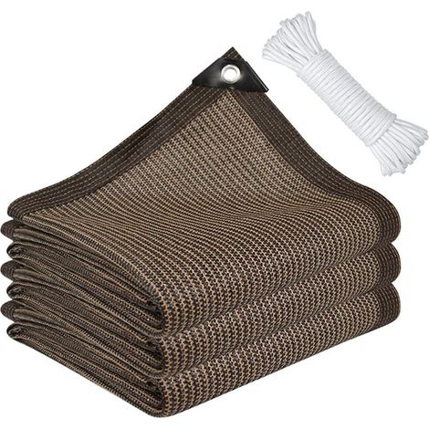 Filet d'ombrage à œillets, filet de protection solaire en PEHD, auvent avec corde de 4 m, filet d'ombrage durable pour jardin, filet d'ombrage anti-UV pour serre (Marron, 3 x 2 m) (1/5)