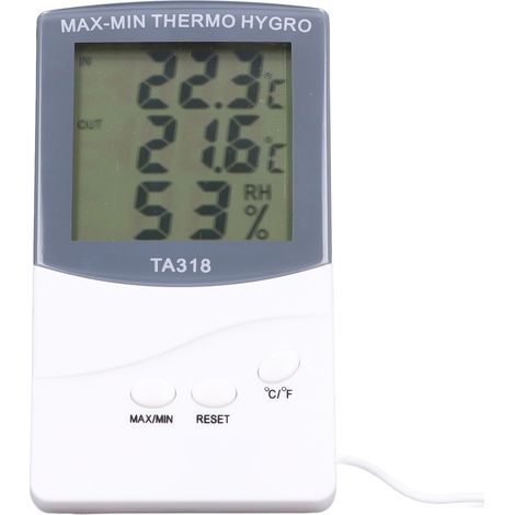 Thermomètre numérique intérieur extérieur avec sonde, hygromètre 25% à 98% HR, -50 à 70°C, grand écran, mesure température et humidité (1/5)