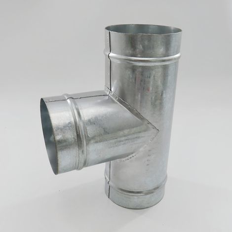 Stainless steel sheet T fitting for extractor hood exhaust pipe, Y type T fitting for splitting into two, one for the extraction fan. (1/5)