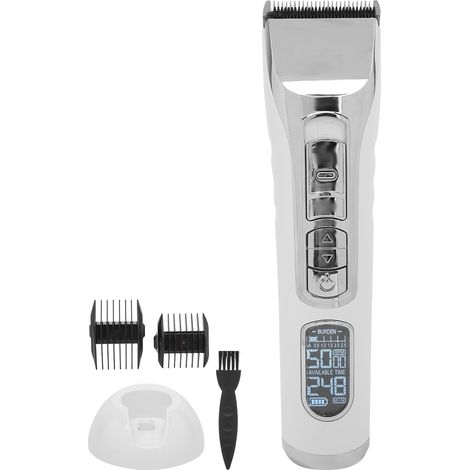 Tondeuse à cheveux électrique rechargeable LED pour homme, compatible avec les salons de coiffure, prise standard américaine 100-240 V, blanche (1/5)